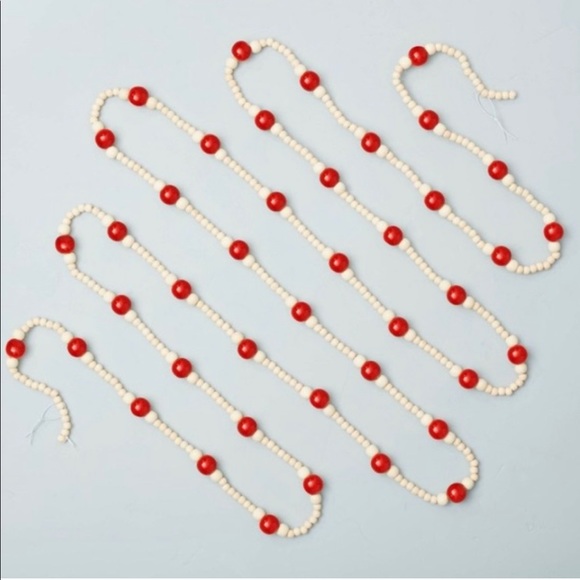 Hearth & Hand Other - QTY 2 - 12’ Natural Wood Beaded Garland Red/Beige - Hearth & Hand with Magnolia